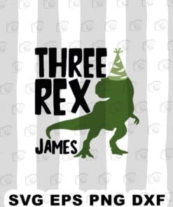 Three Rex, James, Happy Birthday, Birthday Gift, Gift for Kids, Gift For Boy, Dinosaur and Birthday Hat Layered Svg,Svg Eps Png Dxf