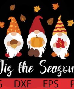 Tis the season, Cute Fall Gnomes autumn Bundle Customizable Layered Svg, Svg Eps Png Dxf