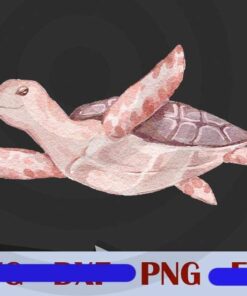 Turtle Through the Ocean Cute Wild Animal Customizable PNG