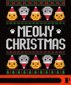 Ugly Christmas Sweater - Cat, Meowy Christmas Merry Christmas, Christmas Day, Christmas Cat Customizable PNG