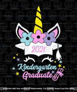 Unicorn 2021 Graduate Girls Kindergarten Graduation Svg, Customizable Layered Svg, Svg Eps Png Dxf