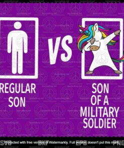 Unicorn Son Of A Military Soldier Svg, Unicorn Lover Svg, Protector Hero Svg, Purple Up Svg, Patriotic Military Svg, Proud Army Family, Customizable Layered Svg, Png, Dxf, Eps