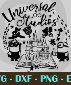 Universal Studios Family Shirt SVG, Family Vacation Svg Universal Decal SVG, Universal Jurassic Park, Minions, ET, Customizable Layered Svg, Svg Eps Png Dxf