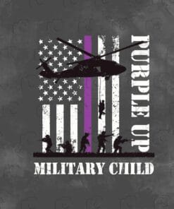 USA Vintage Flag, Purple Up Military, Child Kids Army, Retro Vintage Flag, SVG PNG DXF, EPS, PDF