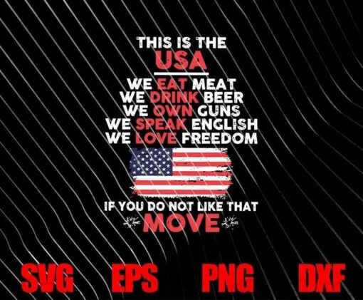 USA Vintage Flag, This Is The USA, We Eat Meat We Drink Beer, Own Guns, Love Freedom, Love USA, SVG PNG DXF, EPS, PDF