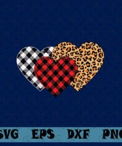 Valentine's Day Buffalo Plaid, Leopard Print Hearts Girl's, valentine Gift, Happy Valentine Layered Svg, Svg Eps Png Dxf