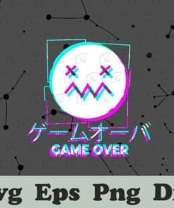 Vaporwave Face, Game Over Aesthetic, Japanese Glitch Sad Anime Girl, Boy Anime Gift, Sad Face, Layered SVG, DXF, PNG, EPS
