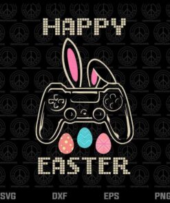 Video Game Easter Bunny Gaming Controller Gamer, Easter Egg, Gift for Kids, Layered Svg, Png, Dxf, Eps