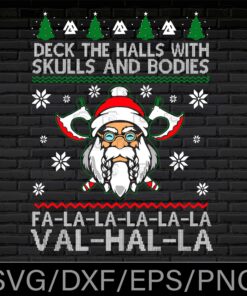 Viking Santa, Deck The Halls With Skulls And Bodies, Skull, Santa Skull, Layered Svg Eps Png Dxf