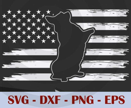 Vintage 4th of July Corgi American, Dog, , 4th Of July, American Flag, patriotic, Independence Day Customizable Layered Svg, Svg Eps Png Dxf