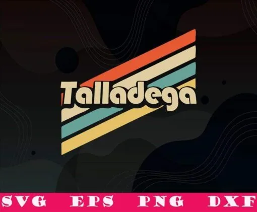 Vintage 80s Talladega Alabama, USA State, Native American, trending SVG PNG DXF, EPS, PDF