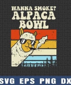 Vintage Alpaca, Wanna Smoke Alpaca Bowl Weed Funny Cannabis 420 Stoner Gift, Weed Humor, Stoner Animal, Layered SVG, DXF, PNG, EPS