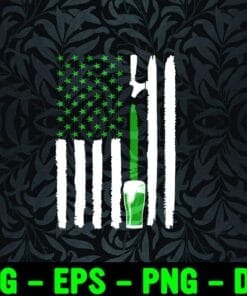 Vintage American Flag, Green St Patricks Day, Green Beer, Patriotic Irish Bar, Layered Svg Eps Png Dxf