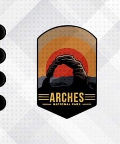 Vintage Arches National Park, Retro Mountain Art, Travel sticker, Camping, Hiking, Gift for Traveller, Love Camping, Layered Svg Eps Png Dxf