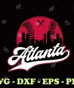 Vintage Atlanta Baseball ATL Skyline Vintage, Game Day, Brave Gift, Baseball Lovers, Gift for Baseball Player, Layered SVG, DXF, PNG, EPS