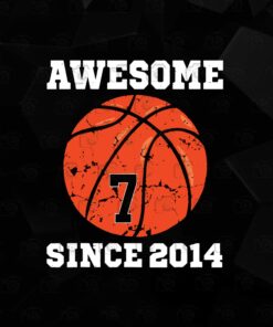 Vintage Basketball, 7th Birthday, Basketball Lover, Gift 7 years Old, Vintage Retro, Layered SVG, DXF, PNG, EPS