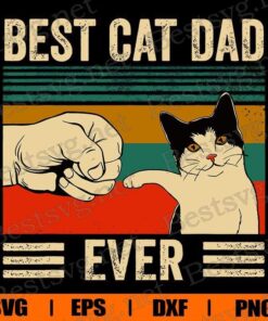 Vintage Best Cat Dad Ever, Cat Lover, Cat SVG, Svg Eps Png Dxf
