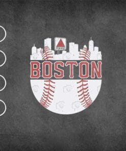 Vintage Boston Baseball Skyline, Massachusetts Retro Fan Gift, Love Baseball, Baseball Fan, Fenway, SVG PNG DXF, EPS, PDF