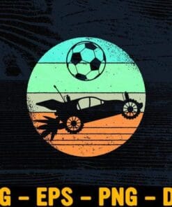 Vintage Car and Ball, Retro Style Rocket RC Soccer Car League Gamer Gift , Gift For Boyfriend, Car and Soccer Passion Layered SVG, DXF, PNG, EPS