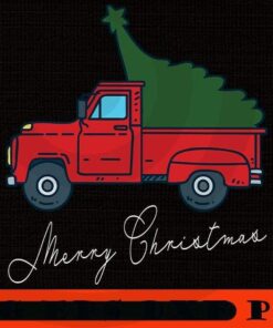 Vintage Christmas Tree Red Retro Farmer Truck Vacation Gift, Happy Christmas Christmas Truck X-mas, Christmas Day, Cute Christmas Gift, Customizable PNG