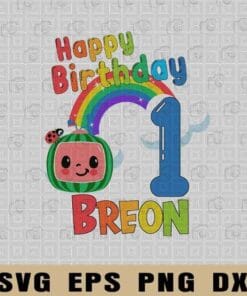 Vintage Cocomelon Birthday Party, Happy Birthday Breon, 1st Birthday, Cocomelon Tv, Kid Gift, DM06042163