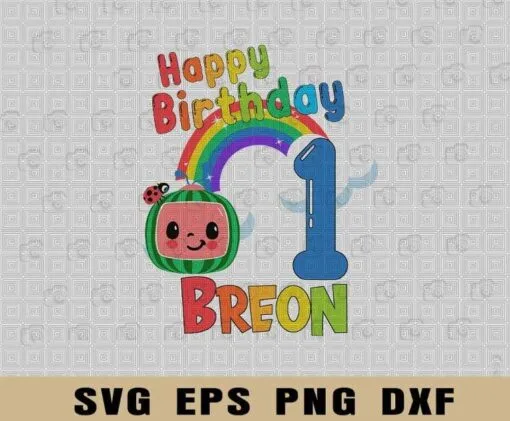 Vintage Cocomelon Birthday Party, Happy Birthday Breon, 1st Birthday, Cocomelon Tv, Kid Gift, DM06042163