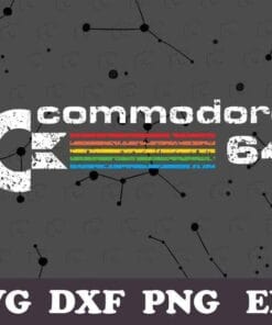 Vintage Commodore 64 Retro Computer Distressed Rainbow, Retro 80's Computer Video Game, SVG PNG DXF, EPS, PDF