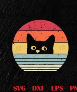 Vintage Cute Black Cat, Cat Lover, Vintages, I Love cat, Gift Funny, Cute Cat Layered Svg,Svg Eps Png Dxf