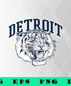 Vintage Detroit Baseball MI Game Day Tiger Novelty Gift, MLB, White Tiger, Baseball Lovers,SVG PNG DXF, EPS, PDF