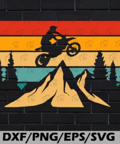 Vintage Dirt Bike Moto Motocross, Motorbike, biker, Motor Rider, Svg Eps Png Dxf