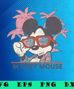 Vintage Disney Mickey, Mickey Mouse, Mickey Tropical Portrait, Disney Summer, Mickey On The Beach, SVG PNG DXF, EPS, PDF