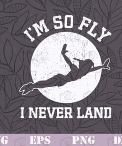 Vintage Disney Peter Pan, I'm So Fly, I Never Land, Fly To The Moon, Funny Boy, SVG PNG DXF, EPS, PDF