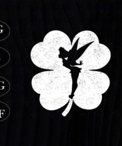 Vintage Disney Tinker Bell, Shamrock ,St. Patrick's Day, Shamrock Clovers, Lucky Layered Svg Eps Png Dxf