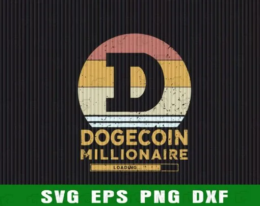 Vintage DogeCoin Millionaire, Dog Rich , Dogecoin Miner, Dog Is A Rich Millionaire, Cryptocurrency,Funny DogeCoin SVG PNG DXF, EPS, PDF