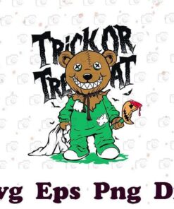 Vintage Gothic Bear, Trick Or Treat Unisex Svg, Lucky Green Svg, Match Air Jordan Svg, Layered Svg Eps Png Dxf