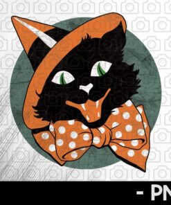 Vintage Halloween Black Cat , 2021 halloween, halloween theme, Cat halloween scary gift for man woman , Awesome horror Cat Art, Customizable PNG