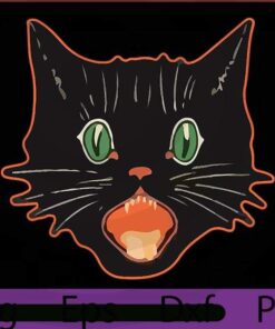 Vintage Halloween Cat, 2021 Halloween, horror cute funny Art, Halloween Theme, scary Halloween quote Customizable PNG