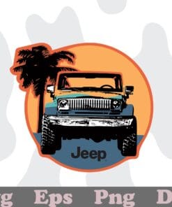 Vintage Jeep, Go To The Beach, Summer Time, Summer Vacation, Layered SVG, DXF, PNG, EPS