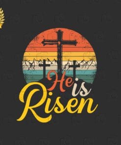 Vintage Jesus Cross, He Is Risen Retro Art, Christian Easter Jesus, Gift for Jesus faith, Jesus Lovers, Layered SVG, DXF, PNG, EPS