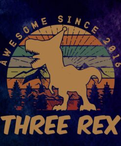 Vintage Kids 3rd Birthday Three Rex ,Third Dinosaur 3 Year Old Gifts, Children Gifts, Vintage Dino, -Rex Tyrannosaurus layered Svg, Svg Eps Png Dxf