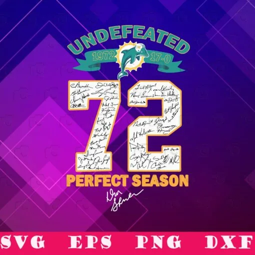 Vintage Miami Dolphins, Undefeated 1972 Perfect Season Signatures, Gift For Dad, 2021 Father's Day, SVG PNG DXF, EPS, PDF