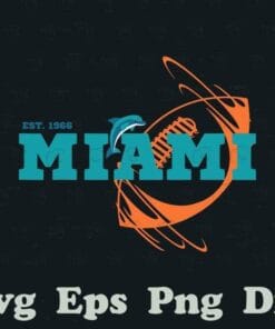Vintage Miami Est 1966 Sports Team Athletic Novelty Dolphin, Football Lovers, Football Player, Layered SVG, DXF, PNG, EPS