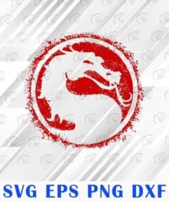 Vintage Mortal Splatters, Mortal Kombat, MK Dragon Logo, Kombat Dragon, Red Dragon, Video Game, SVG PNG DXF, EPS, PDF