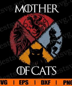Vintage Mother Of Cat, Mother Cat Svg, Mother Svg, Cat Svg, Mom Svg, Family, Layered SVG, DXF, PNG, EPS