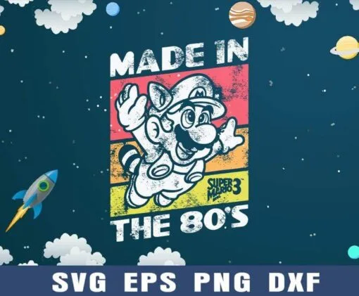Vintage Nintendo Super Mario 3 Made In The 80's Retro, Super Mario Brothers 3 Video Game, Vintage Old School SVG PNG DXF, EPS, PDF