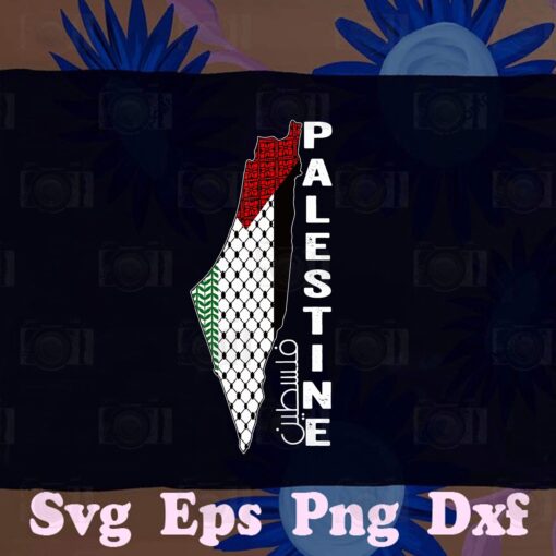 Vintage Palestinian Map, Keffiyeh Thobe Patterns, Palestine in Arabic, Free Palestine, Speak For Palestine,SVG PNG DXF, EPS, PDF