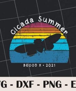 Vintage Periodical, Cicada Summer, Brood X 2021, Retro Sunset, Cicada Insect, Great Eastern, 2021 Magicicada, SVG PNG DXF, EPS, PDF