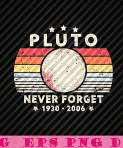 Vintage Pluto, Never Forget 1930-2006, Retro Style Funny Space, Science, Asteroid, Dwarf Planet, Pluto Was A Planet, Layered SVG, DXF, PNG, EPS