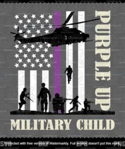 Vintage Purple Up Svg, Military Child Kids Svg, Army Retro Vintage US Flag Customizable Layered Svg, Png, Dxf, Eps