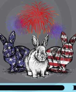 Vintage Rabbit American Flag 4th Of July, USA Flag Bunny, Firework Happy Independence Day, Customizable Png